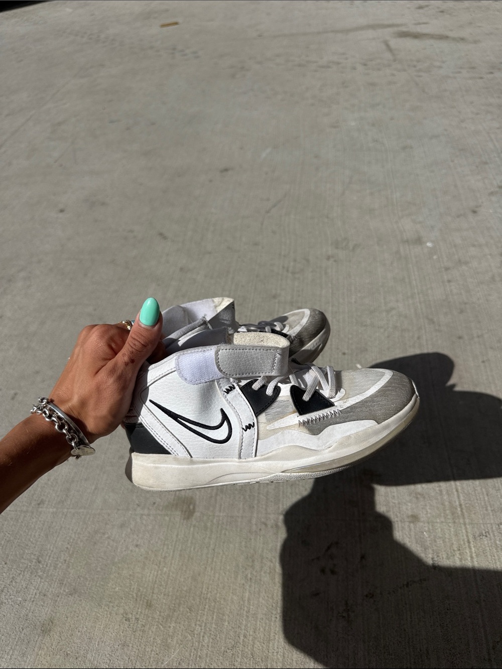 Nike White, Gray & Black Mid-Top Sneakers